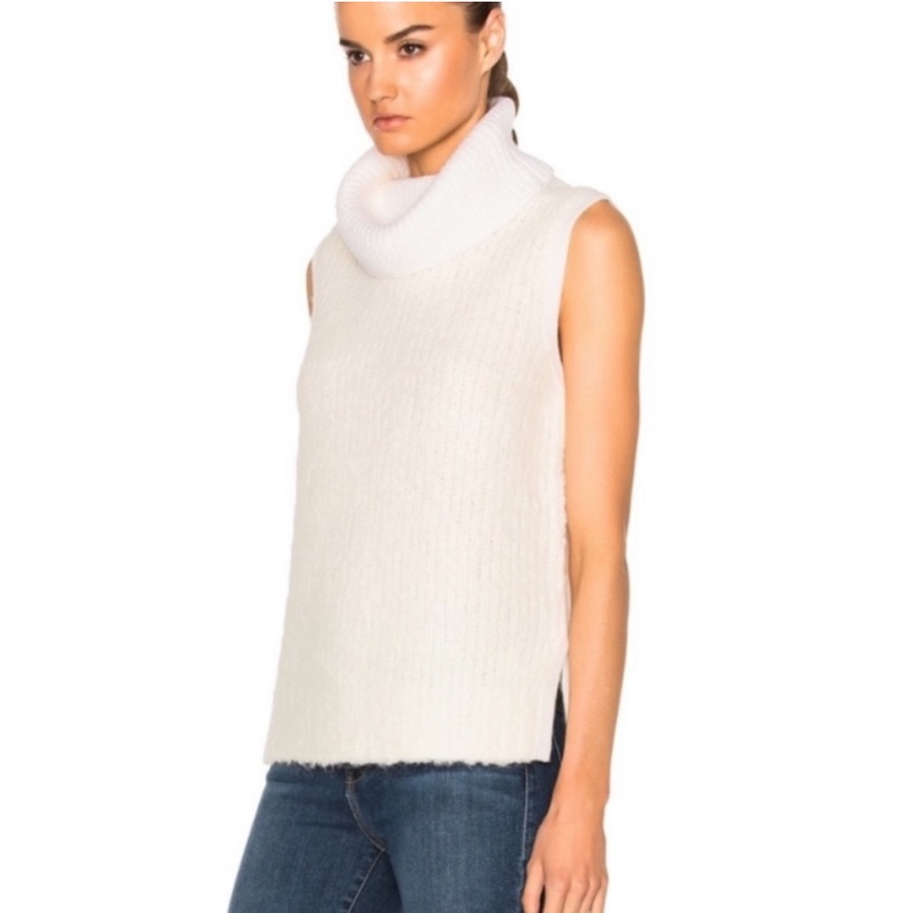 Rag and Bone Sleeveless Sweater - Ivory/Cream Wool turtleneck sweater